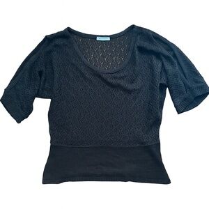 Wet Paint Black Open-Shoulder Crochet Knit Top | Boho Y2K Medium
